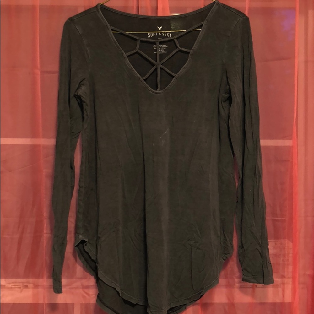 Gray American Eagle soft and sexy T. Size S